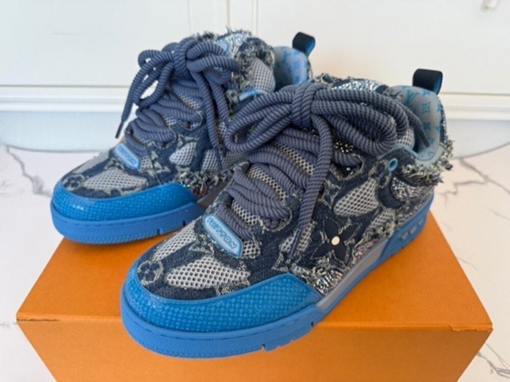 Louis Vuitton Blue Swarovski Monogram Skate Trainers – Men’s LV 8.5 / US 9.5